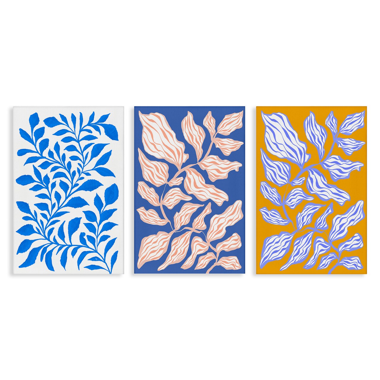 Stupell Industries Boho Leaf Patterns 3pc Canvas Wall Art Set Design by Martina Pavlova